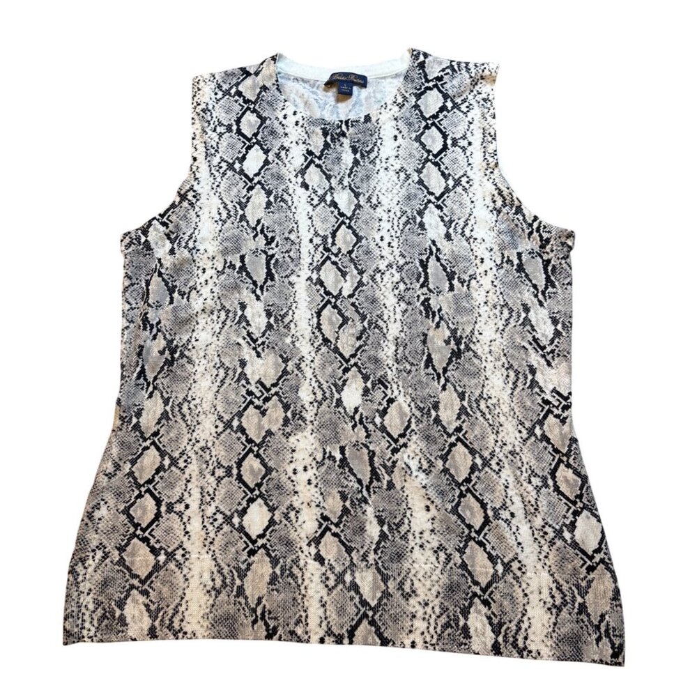 Brooks Brothers Sleeveless Dress Sweater Size Large‎ Snake Print Wool Career